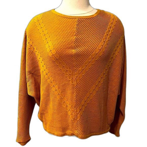 NWT Philosophy Woman Mustard Dolman Sleeve Pullover Sweater Size 1X - Picture 1 of 7